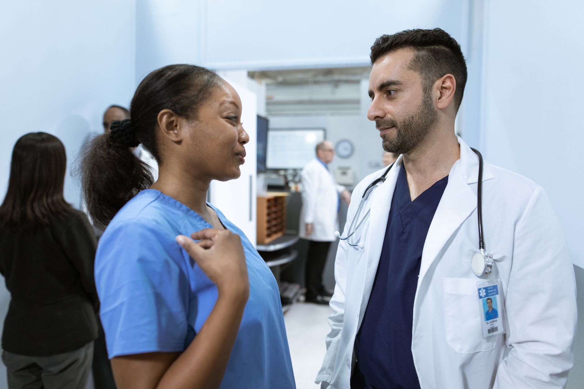 Professional healthcare leader in medical setting focused on patient wellness innovation