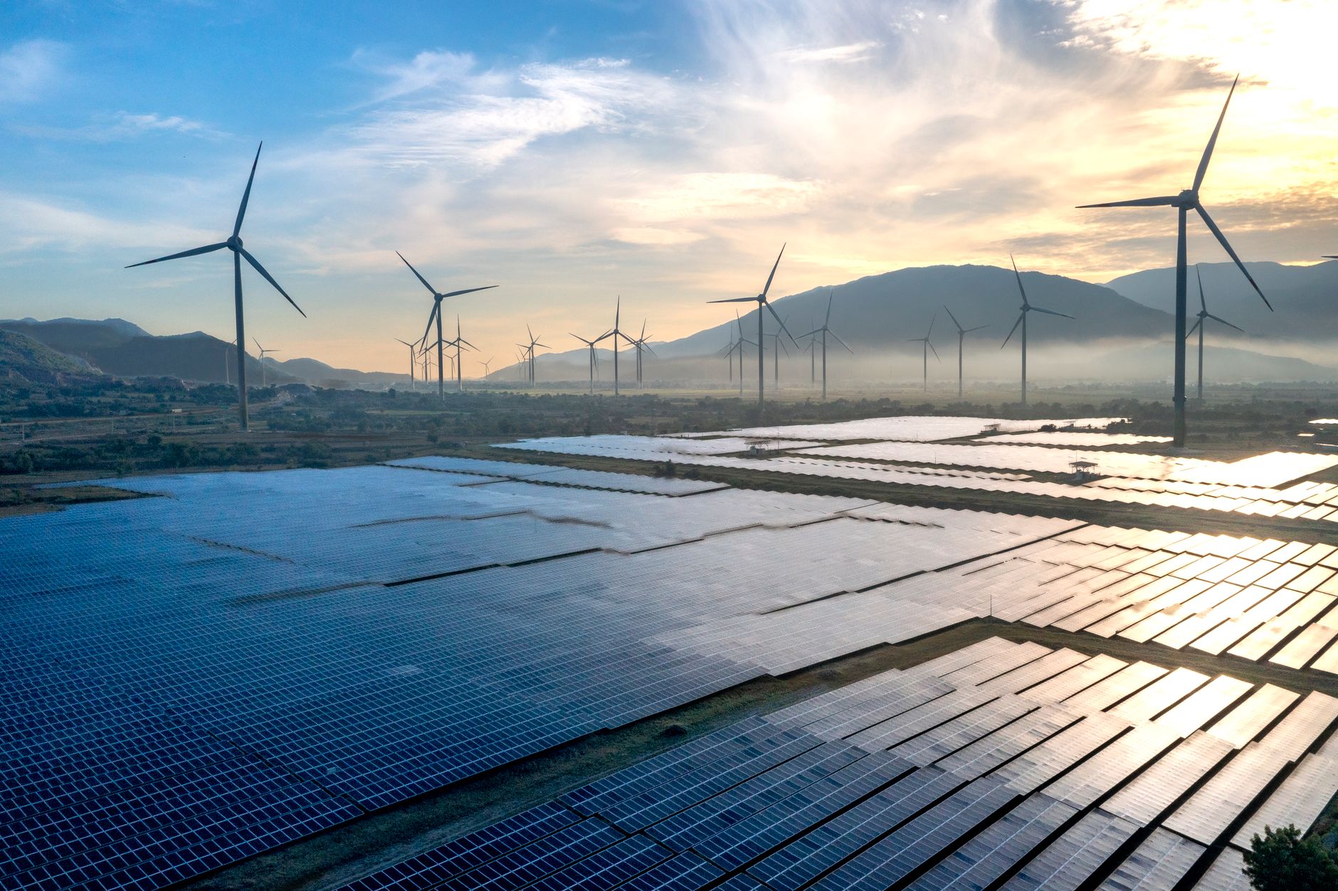 Sustainable investment portfolio with renewable energy and green growth charts