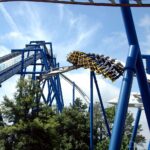Exciting theme park with roller coaster and entertainment attractions