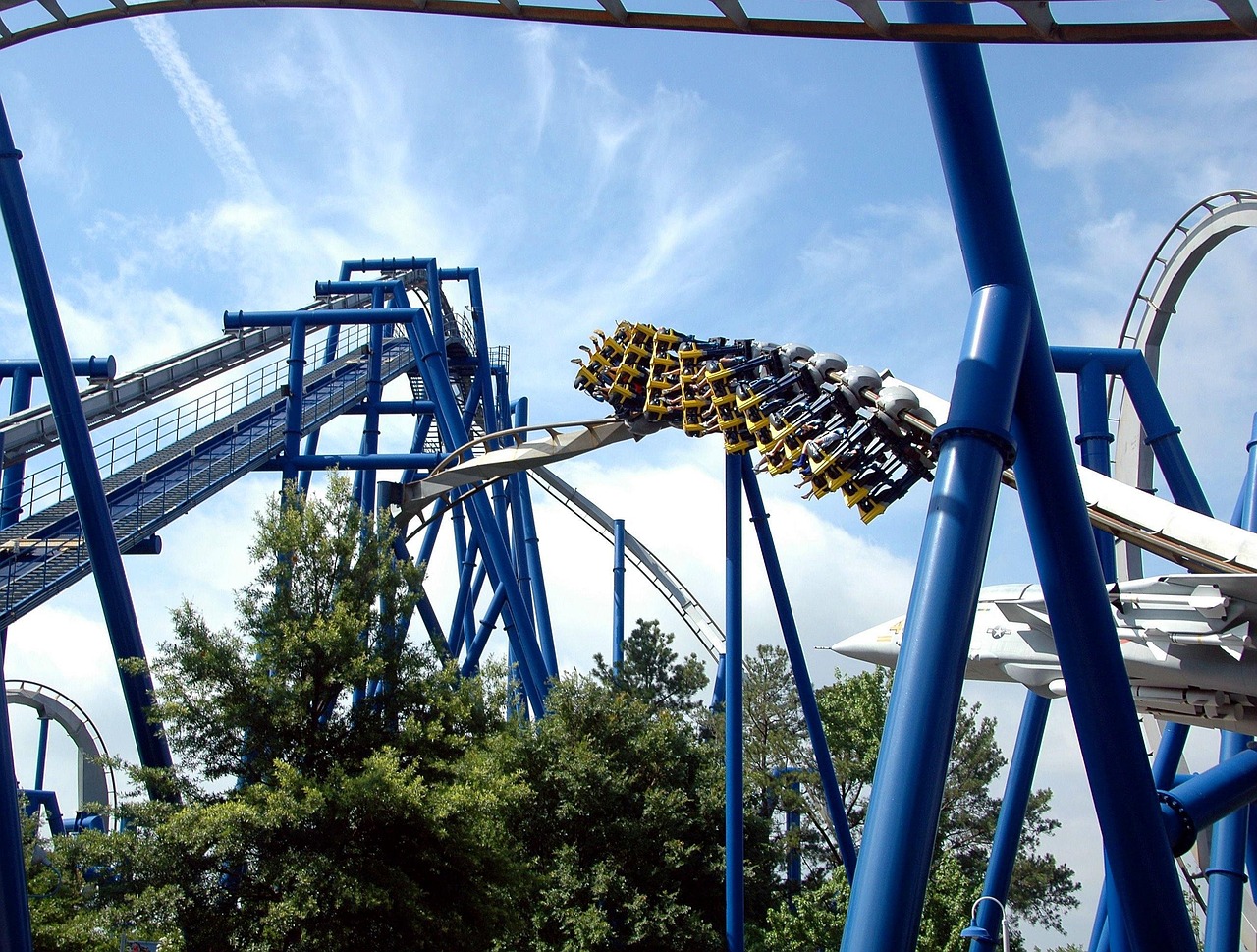Exciting theme park with roller coaster and entertainment attractions