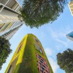 Business professional reviewing sustainability and operational metrics on digital dashboard
